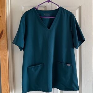 Figs Deep Teal V-Neck Women's Blouse
